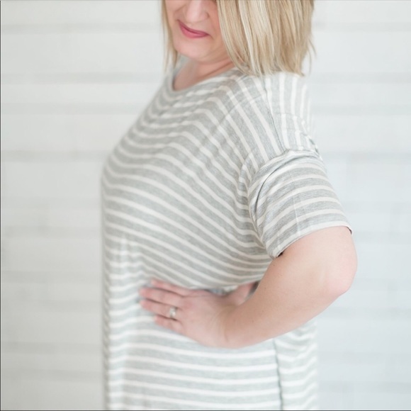 Grey White Striped Casual Dress - Picture 3 of 8